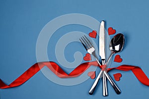 Cutlery set for Valentine day dinner