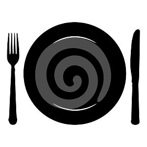 Cutlery silhouette. Restaurant vector icon. Flat design.