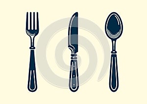 Cutlery. Spoon, fork, knife