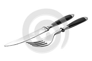 Cutlery steak set - silver steak fork and steak knife