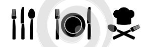 Cutlery symbols restaurant and gastronomy icons