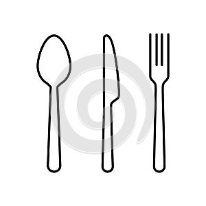 Cutlery vector icons set in line style. Restaurant symbol, spoon, forks, knife