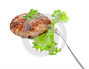 Cutlet on a fork