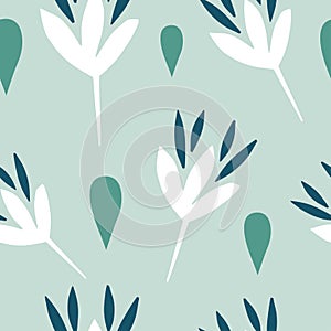 Cutout flowers and floral element seamless pattern