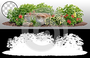 Cutout garden design with plants and rocks