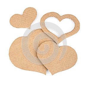 Cutout hearts made of cardboard