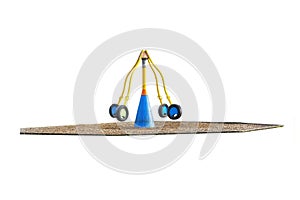 Cutout of an isolated colorful children\'s wooden playground structure with the transparent png