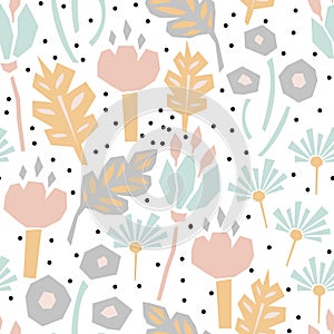 Cutout paper flower seamless vector pattern.