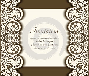 Cutout paper card with floral border