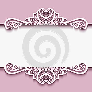 Cutout paper frame with lace border ornament