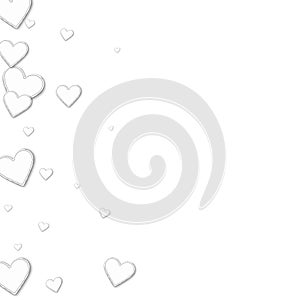 Cutout paper hearts. Scatter left gradient