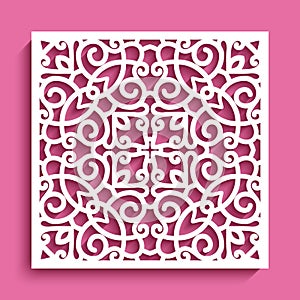 Cutout paper panel with square lace pattern