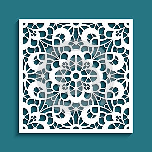 Cutout paper panel with wavy floral lace pattern