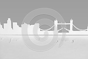 Cutout paper silhouette of London city, England