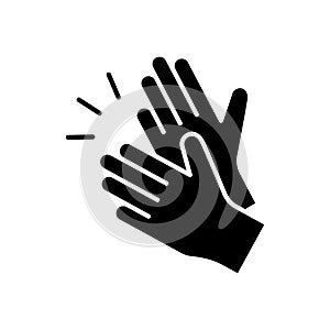 Cutout silhouette of Clapping hands. Outline icon of applause. Black simple illustration of handclap. Flat isolated vector emblem