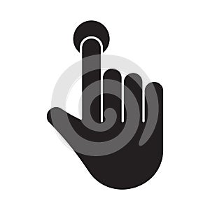 Cutout silhouette hand icon. Outline touch control logo. Black simple illustration. Flat isolated vector image on white background