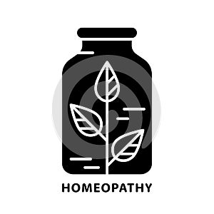 Cutout silhouette Homeopath logo. Outline bottle with plant inside icon. Black simple illustration. Flat isolated vector image on photo