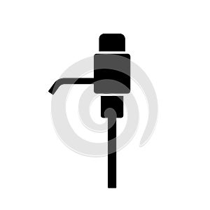Cutout silhouette of Mechanical pump for bottled water. Outline icon of dispenser with button. Black simple illustration of