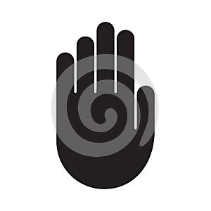 Cutout silhouette Palm of right hand icon. Outline template for warning, taboo and ban. Black simple illustration. Flat isolated