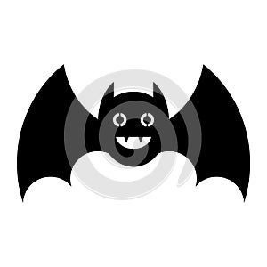 Cutout smiling bat stencil black silhouette icon vector design photo