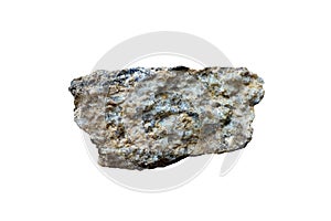 Cutout specimen of biotite genesis rock stone isolated on white background.