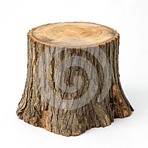 Cutout tree stump isolated on white background