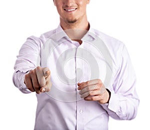 Cutout Of Young Smiling Man Pointing At You