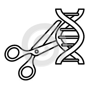 Cutted dna molecule icon, outline style