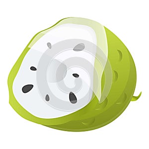 Cutted soursop icon, cartoon style