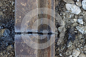 Cutted steel tram tracks