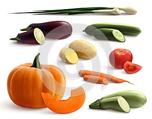 Cutted Vegetables Realistic Set