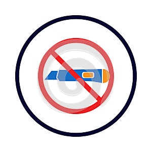 cutter, cutting, knife, don't use, not use, icon, don't use cutter icon