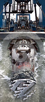 A cutter dredger at work