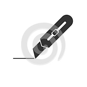 Cutter Knife Icon black flat style design. Vector graphic illustration