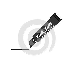 Cutter Knife Icon black flat style design. Vector graphic illustration