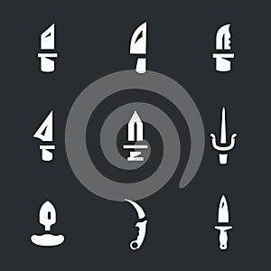 Vector Set of Knives Icons. photo