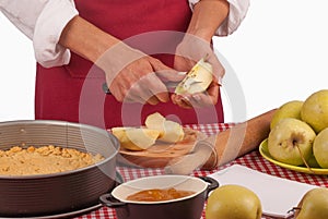 Cutting apples for a pie