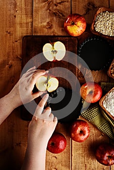 Cutting apples ready for baking