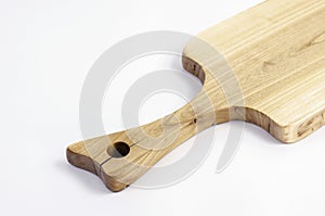 Cutting board. Food cutting board. On white background. Oak tree texture. Isolated.