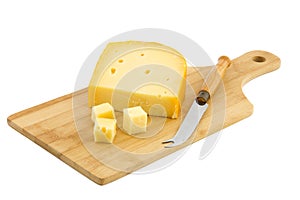 Cutting board and piece of Dutch cheese