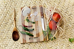Cutting board with vegetables
