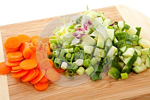 Cutting board with vegetables