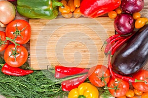 Cutting board with vegetables