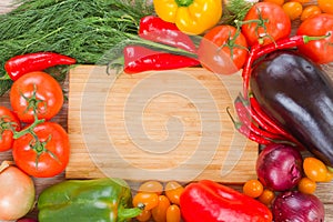 Cutting board with vegetables