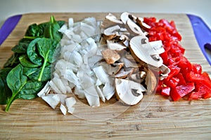 Cutting Board Vegetables prepared for cooking