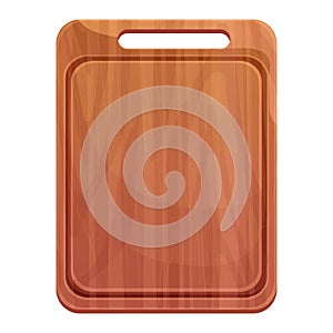 Cutting board wooden chopping desk top view in cartoon style isolated on white background. Wood shield, menu mockup