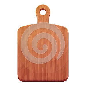 Cutting board wooden chopping desk top view in cartoon style isolated on white background. Wood shield, menu mockup