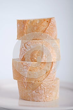 Cutting bread stack on plate