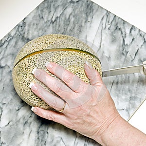 Cutting cantaloupe sequence 2