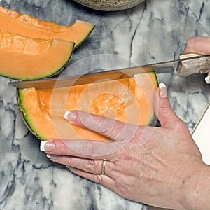 Cutting cantaloupe sequence 4